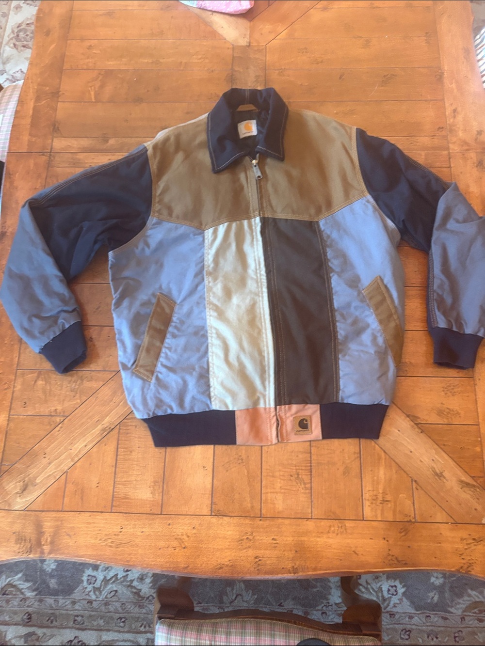 Carhartt Colorblock Bomber Jacket in Light Blue, Navy & Tan